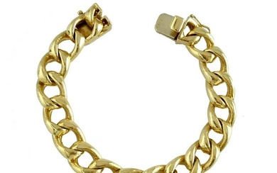 CHUNKY 14K GOLD 12MM CUBAN CURB LINK CHAIN BRACELET A Handsome Super Chunky 14K Yellow Gold 12mm
