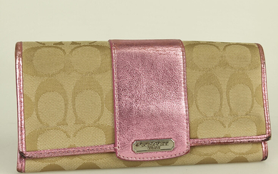 COACH Long wallet in canvas and leather