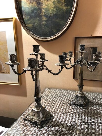 Candelabra (2) - Silver - Italy - Late 20th century