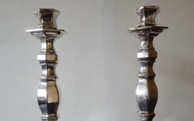 Candlesticks (2) - .800 silver - Italy - Mid 20th century
