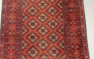 Carpets & Rugs: 20th cent. Turkman woolen carpet, red...