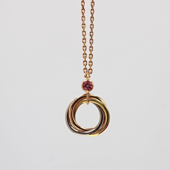 Cartier - 18 kt. Pink gold, White gold, Yellow gold - Necklace, Necklace with pendant Sapphires