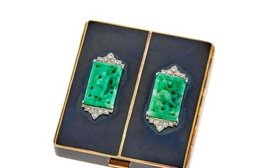Cartier Gold, Platinum, Carved Jade and Diamond Compact
