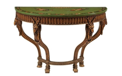Carved and Paint-Decorated Console Table