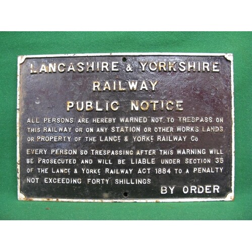 Cast iron Lancashire & Yorkshire Railway Trespass Notice (Tr...