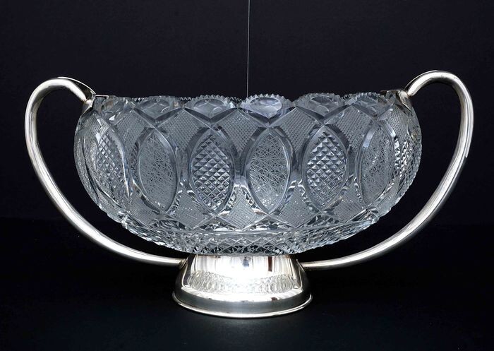 Centerpiece, Hand-cut Crystal Center Table (1) - .925 silver - Europe - Mid 20th century