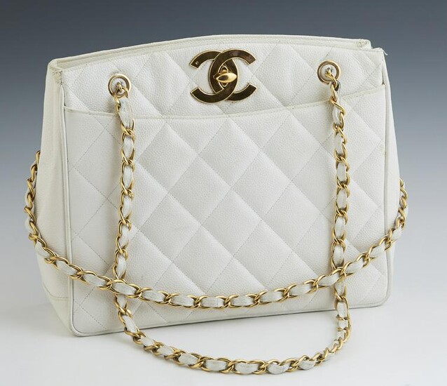 Chanel White Caviar Quilted Leather Shoulder Bag, c. in United States