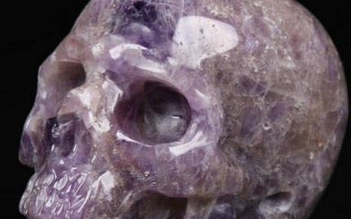 Chevron Amethyst Carved Crystal Skull