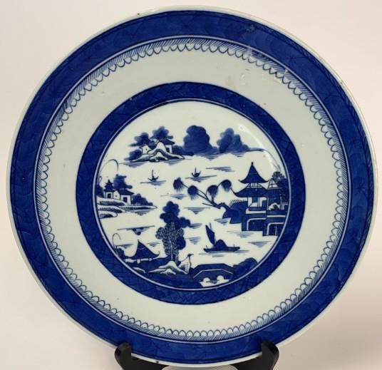 Chinese Blue & White Canton Charger Dish