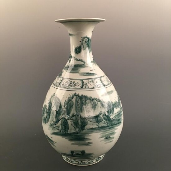 Chinese Green Glazed 'Landscape' Vase