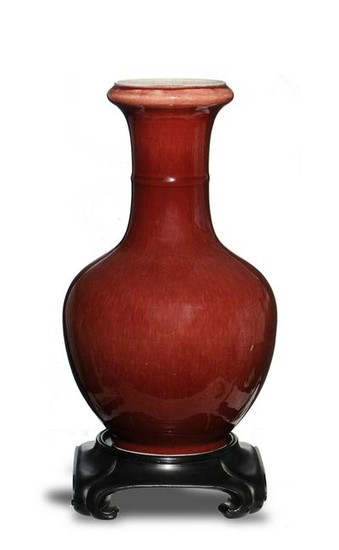 Chinese Red Glazed Vase with Xian String, 19th Century