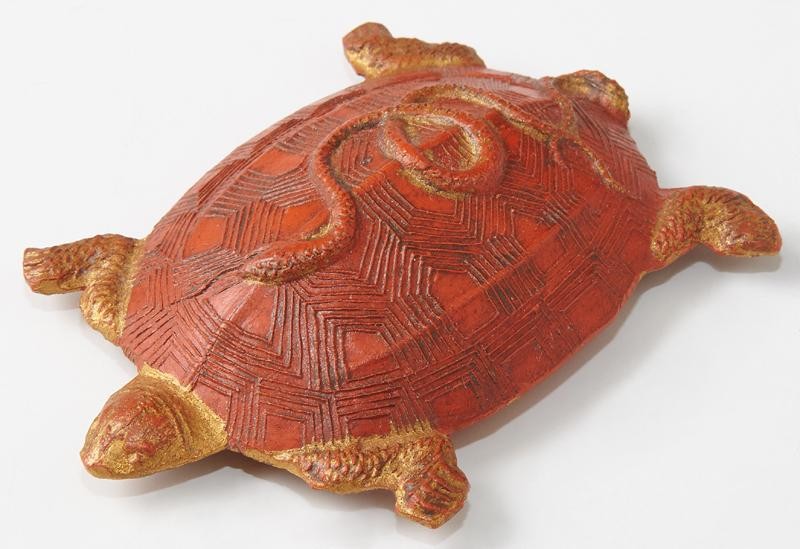 Chinese Red Ink Cake, 20th c., of turtle form