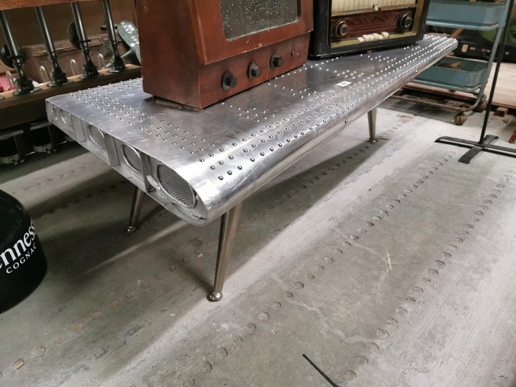 Chrome Coffee Table in the Aviator Style {48cm H X 150cm W X...