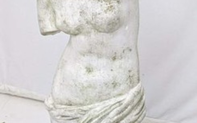 Classical Draped Female Nude Concrete Garden Sculpture.