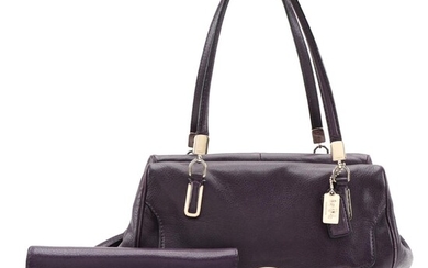 Coach Madison Madeline East-West Satchel and Long Wallet in Purple Grain Leather