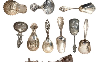 Collection of 19th/20th century Dutch and other Continental silver and white metal caddy spoons