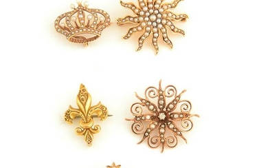 Collection of Five Victorian Seed Pearl, Diamond
