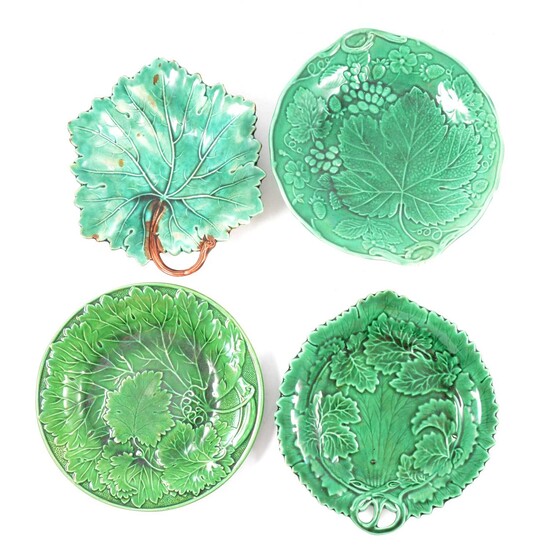Collection of Staffordshire green lead-glazed earthenware dessert plates