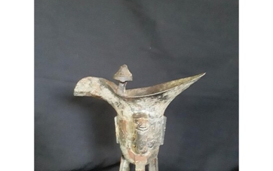 A Chinese Ritual Wine Vessel Bronze Shang Style