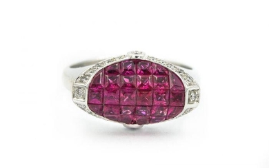Contemporary White Gold Ruby and Diamond Ring