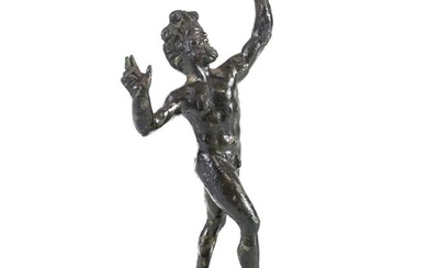 Continental Cast Bronze Statuette Nude Figure Dancing Faun 19th century