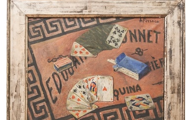 Continental Mid-20th Century Still life with playing cards a...