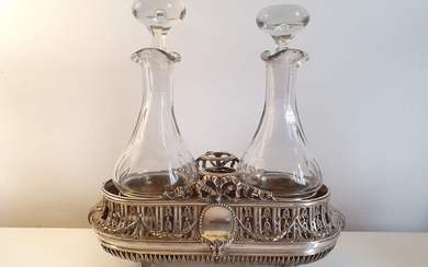 Cruet stand, oil and vinegar set (1) - .950 silver - France - Mid 19th century