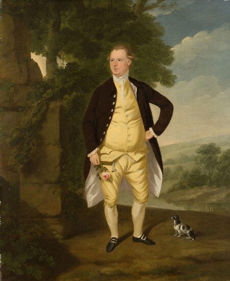 Daniel Dodd, British fl.1752-1780- Portrait of a gentleman, small full-length, in a brown coat and yellow waistcoat and breeches; oil on canvas, signed and dated 'D. Dodd / Pinxt 1779' (lower left), 61.1 x 51 cm. Provenance: Collection of William...