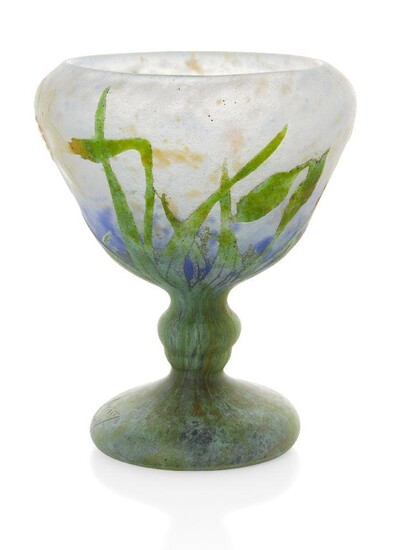 Daum, Daffodil vase, circa 1910, Cameo glass, Wheel-cut 'Daum Nancy' with Cross of Lorraine, 14.5cm high