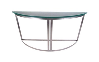 Demilune Console Table with Sandblasted Glass Top