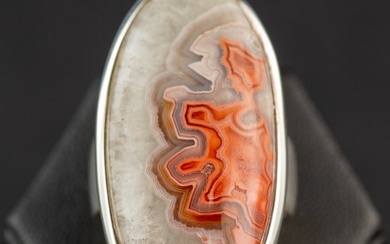Detail of Silver Ring Crazy "Fire" Agata - Height: 39 mm - Width: 27 mm- 16 g