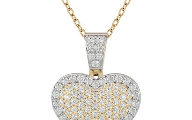 Diamond 1 ct tw Heart Pendant in 10K Yellow Gold With White Gold Touch