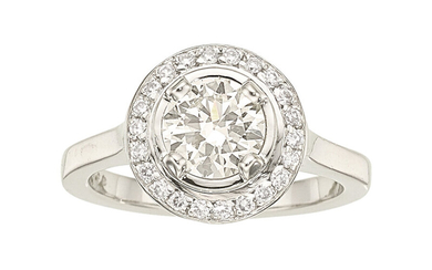 Diamond, Palladium Ring The ring features a round brilliant-cut...