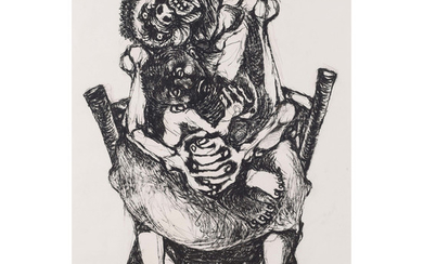 Dumile Feni South African 1942–1991 Mother and child 1966 charcoal on paper signed and dated bottom right 98