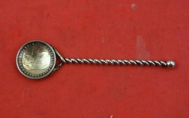 Dutch .833 Silver Salt Spoon Master Coin In Bowl Twisted Handle 2 7/8" Vintage