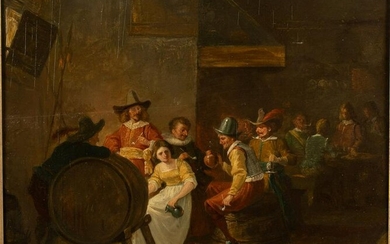 Dutch School, Tavern Scene, Oil on Panel, 19th C