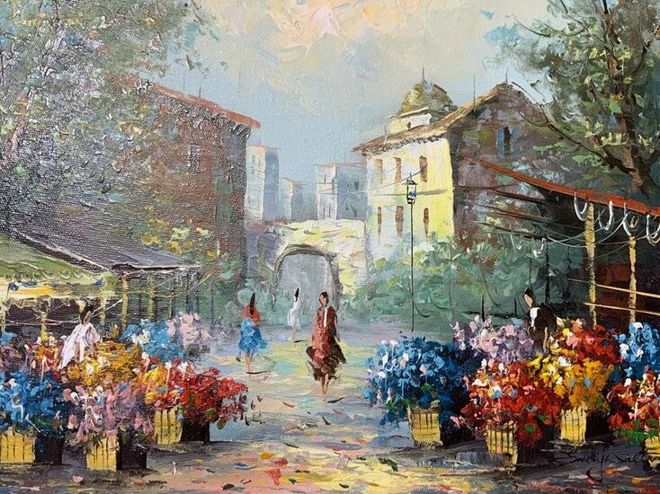 EMILY DALTON Flower Market Oil on Canvas