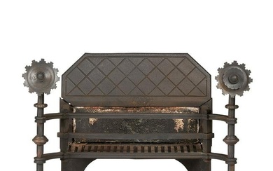 ENGLISH, MANNER OF WILLIAM BURGES GOTHIC REVIVAL FIRE GRATE, CIRCA 1860