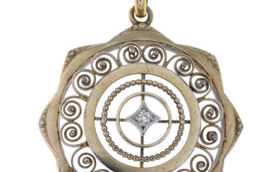 Early 20th century 14ct gold diamond openwork pendant