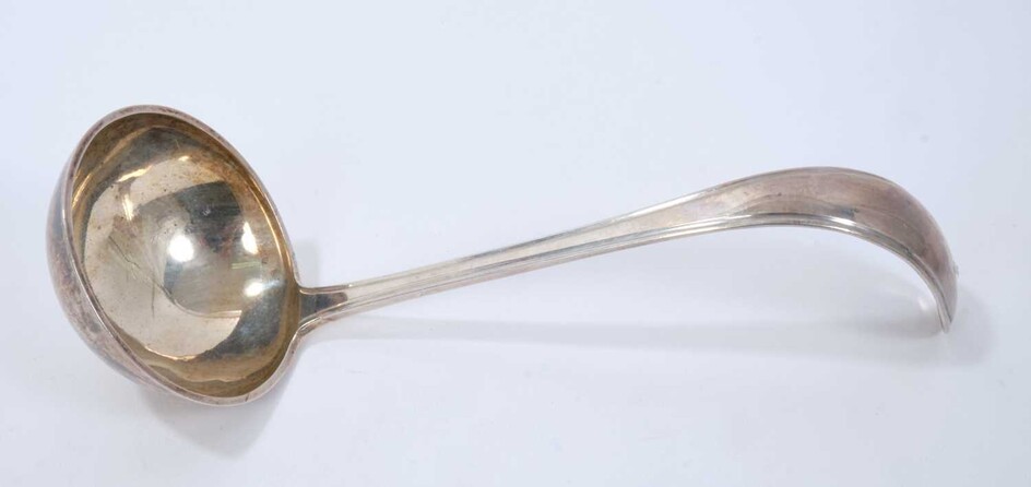 Early 20th century Dutch silver soup ladle with hook handle (Amsterdam 1913).