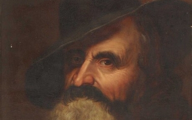 École continentale, 19e siècle École continentale, 19e siècle Portrait d'un homme barbu portant un chapeau,...
