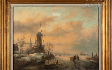 Ecole hollandaise du XIXe Paysage hivernal... - Lot 41 - Gros & Delettrez