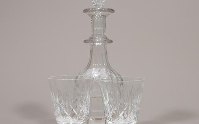 Edwardian Crystal Glass Decanter & Two Glasses