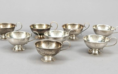 Eight brandy bowls/cups, Sweden, mid-20th century, different makers, silver 830/000, 2 slightly