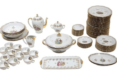 Eighty-Nine Piece Set of French Limoges Porcelain Dinnerware, 20th c., Dinner- H.- 1 in., Dia.- 9 1/