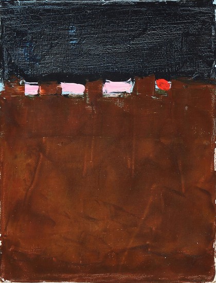 Else Fischer-Hansen: Composition. Signed on the reverse Else Fischer-Hansen 1967. Oil on canvas. 35×27 cm.
