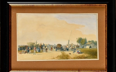 Emanuel STÖCKLER (1819-1893) Scène de marché... - Lot 41 - Osenat
