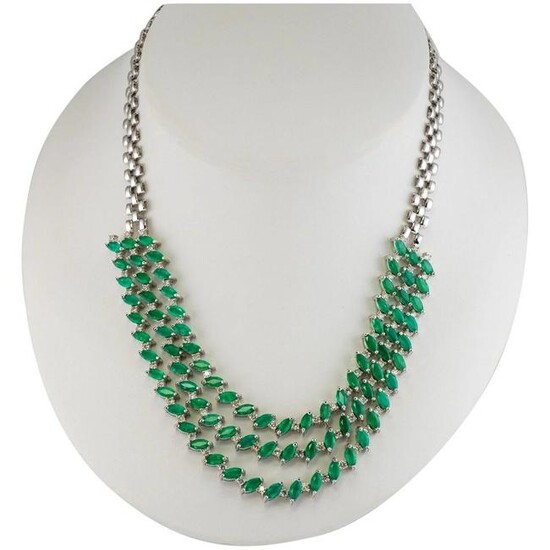 Emerald Necklace Diamond Choker Three rows