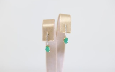 Emerald & Diamond Stud Earring 10Kt.