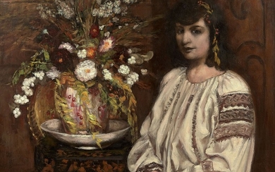Emile BERNARD 1868 - 1941 La sicilienne au bouquet de fleurs - Circa 1922